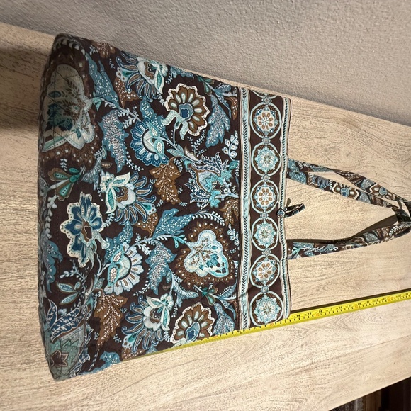 Vera Bradley Java Blue Retired Tote Bag Brown Turquoise - Picture 14 of 14